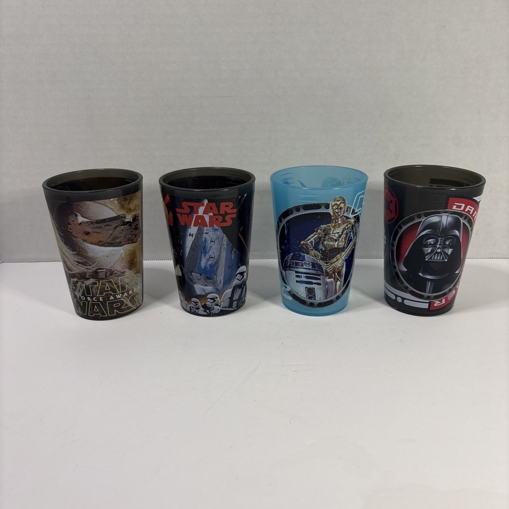 Vintage Star Wars Cups Set of 4 Zak Designs 2000s Collectible Drinkware Rare